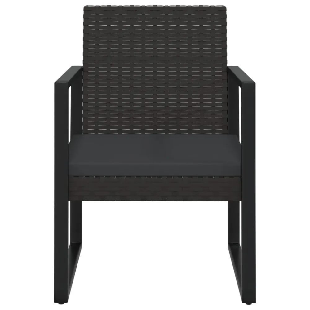Cadeira de Balanço 4 pcs conjunto lounge de jardim com almofadões vime PE preto