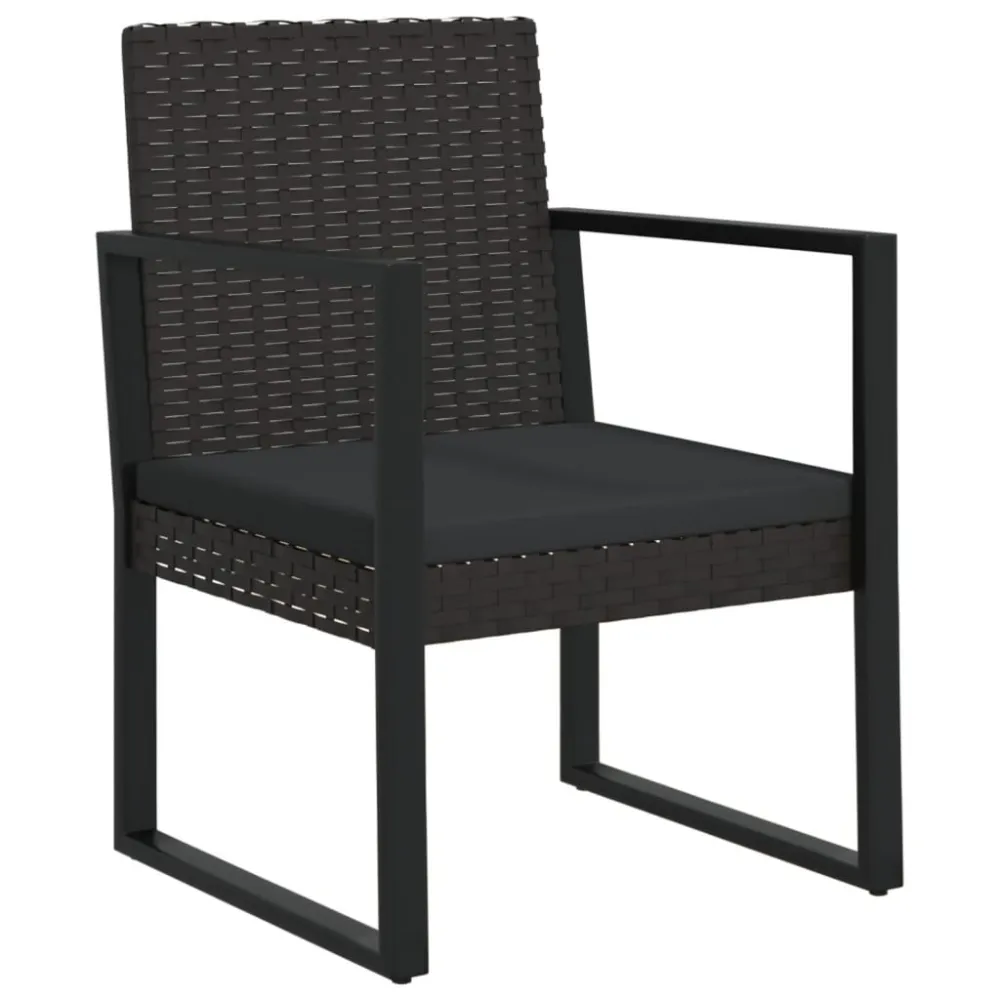 Cadeira de Balanço 4 pcs conjunto lounge de jardim com almofadões vime PE preto