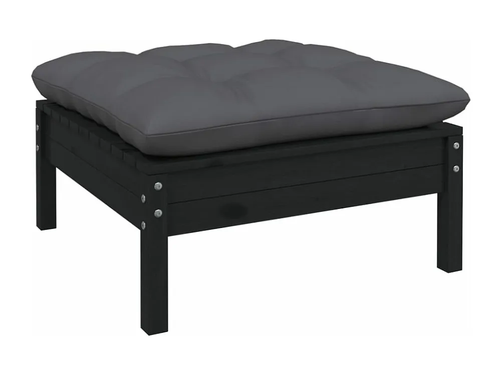 Cadeira de Balanço 5 peças conjunto lounge de jardim com almofadões pinho preto
