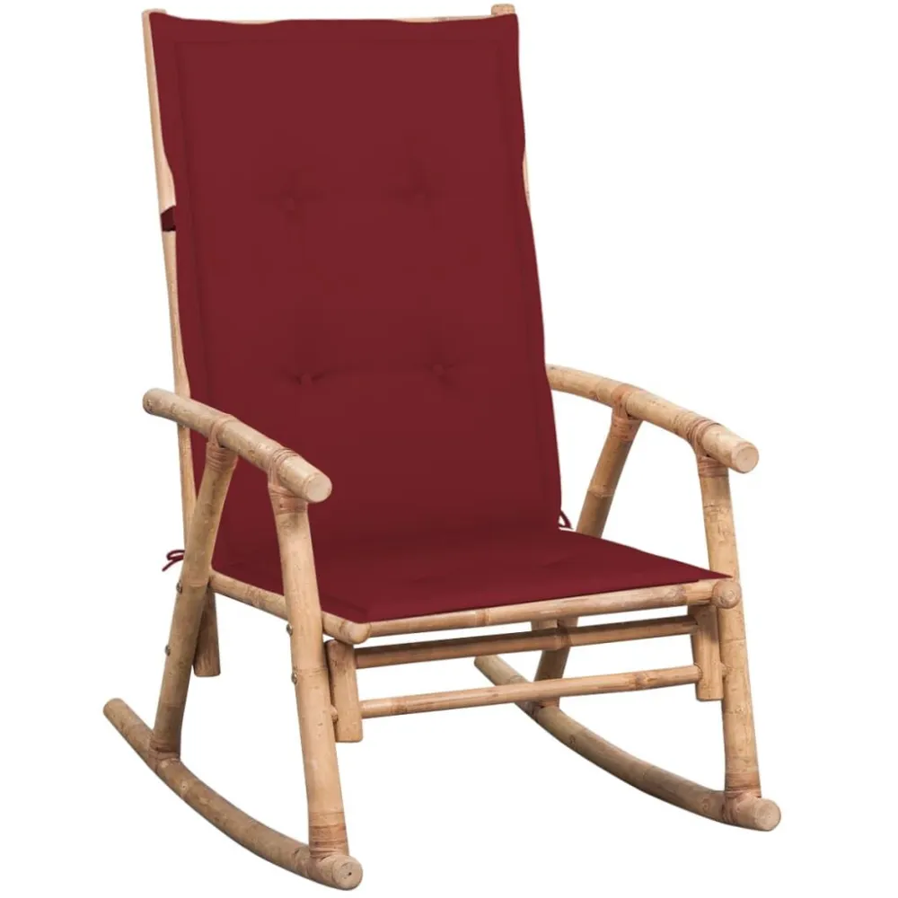 Cadeira de baloiço com almofadão bambu em Tecido Sunbrella
