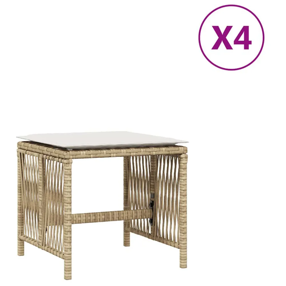 Cadeira Dobrável Bancos de jardim com almofadões 4 pcs 41x41x36 cm vime PE bege