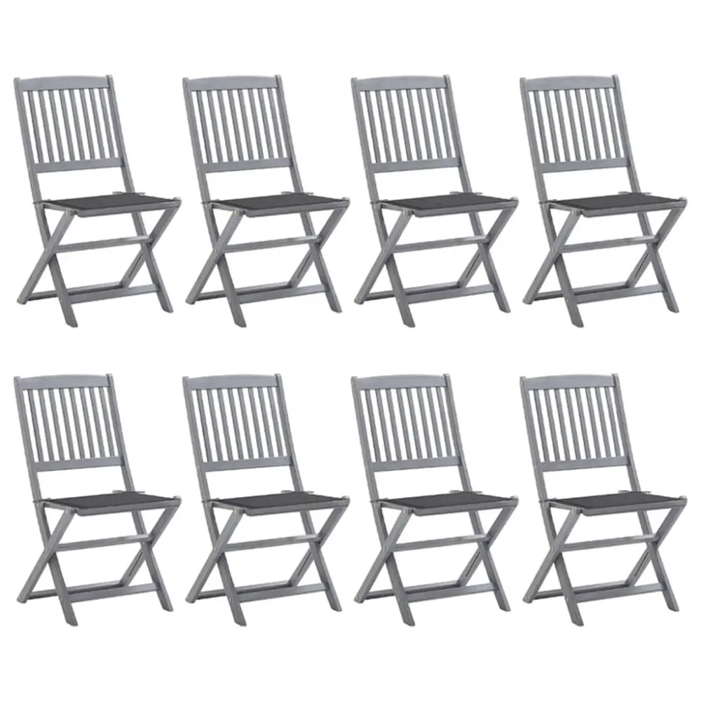 Cadeira Dobrável Cadeiras de exterior dobráveis 8pcs com almofadões acácia maciç