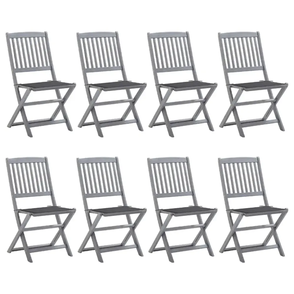 Cadeira Dobrável Cadeiras de exterior dobráveis 8pcs com almofadões acácia maciç
