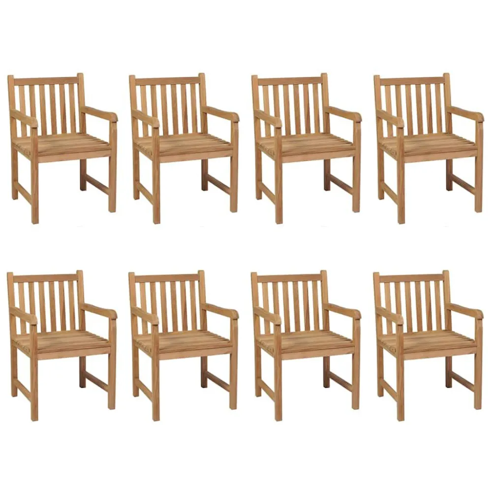 Cadeira Dobrável Cadeiras de jardim com almofadões cinzento 8 pcs teca maciç