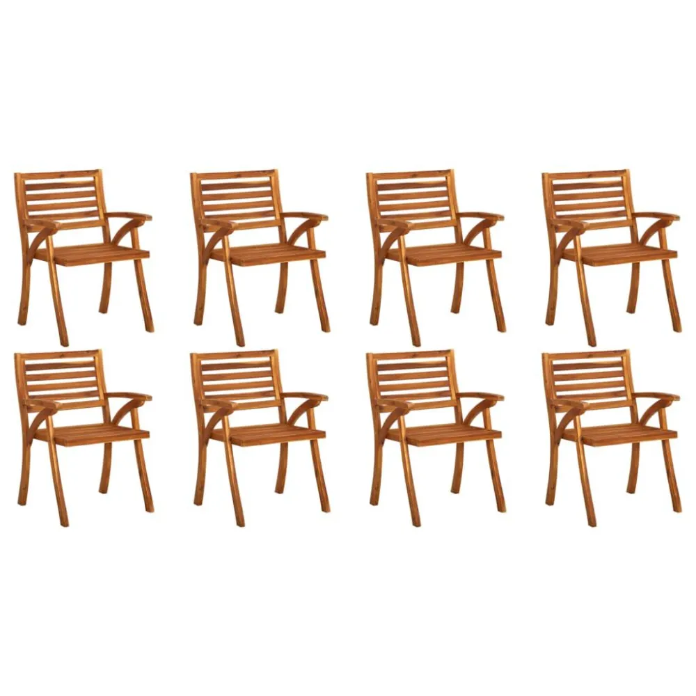 Cadeira Dobrável Cadeiras de jardim com almofadões 8 pcs acácia maciç