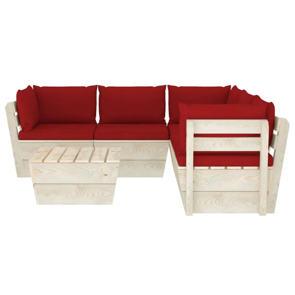 Cadeira Dobrável 6 pcs conjunto lounge de paletes + almofadões madeira de abeto