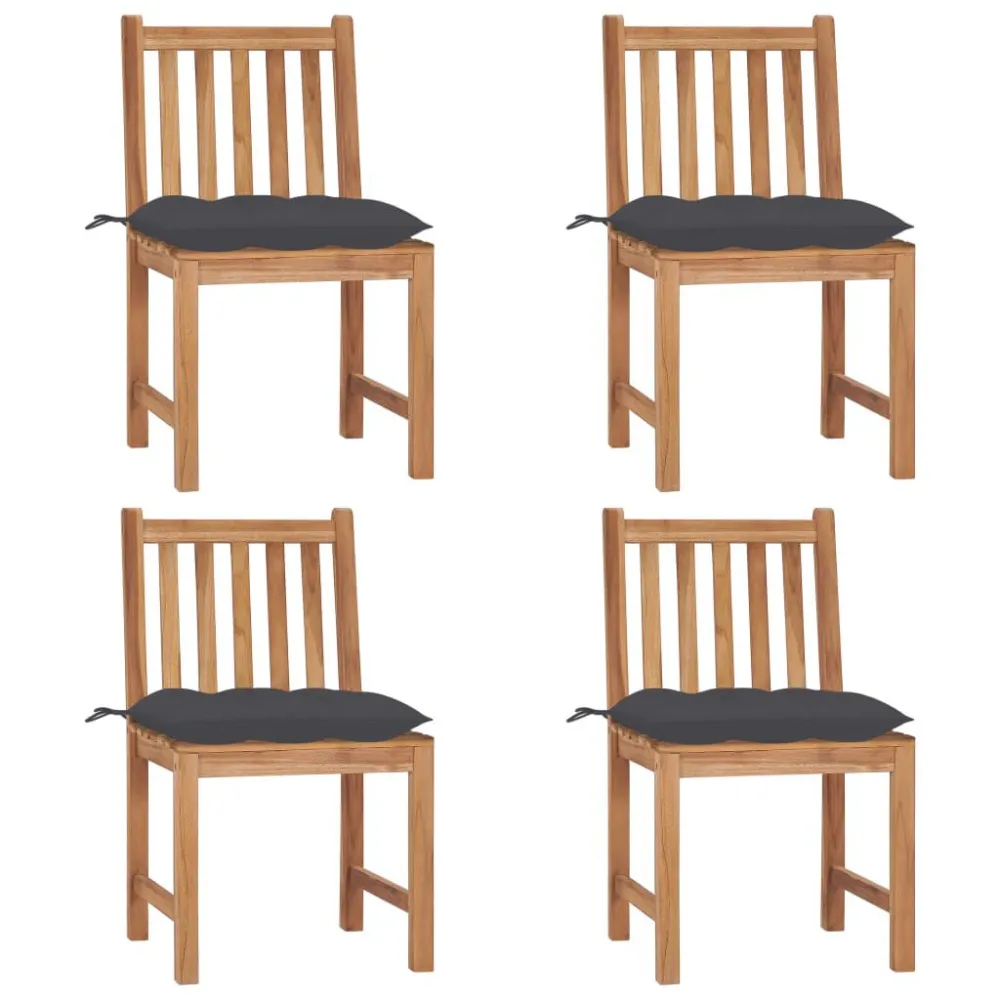 Cadeira de Jardim Cadeiras de jardim com almofadões 4 pcs madeira de teca maciç