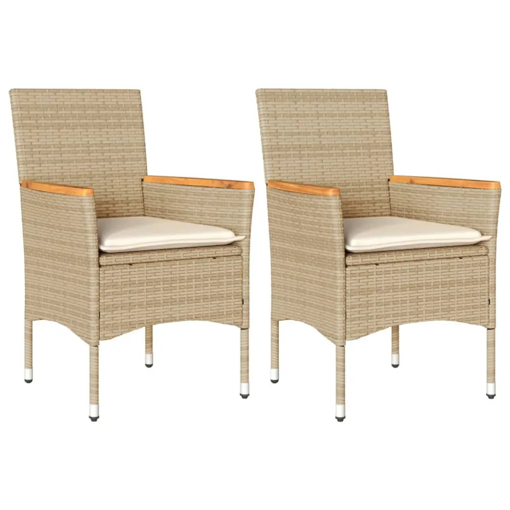 Cadeira de Jardim Cadeiras de jardim com almofadões 2 pcs vime PE bege