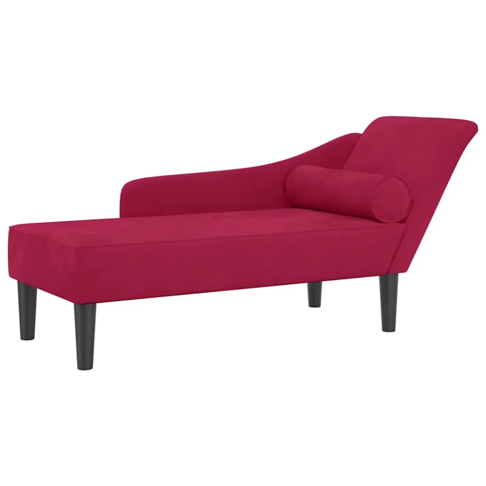 Cadeira de Jardim Chaise longue com almofadões veludo vermelho tinto