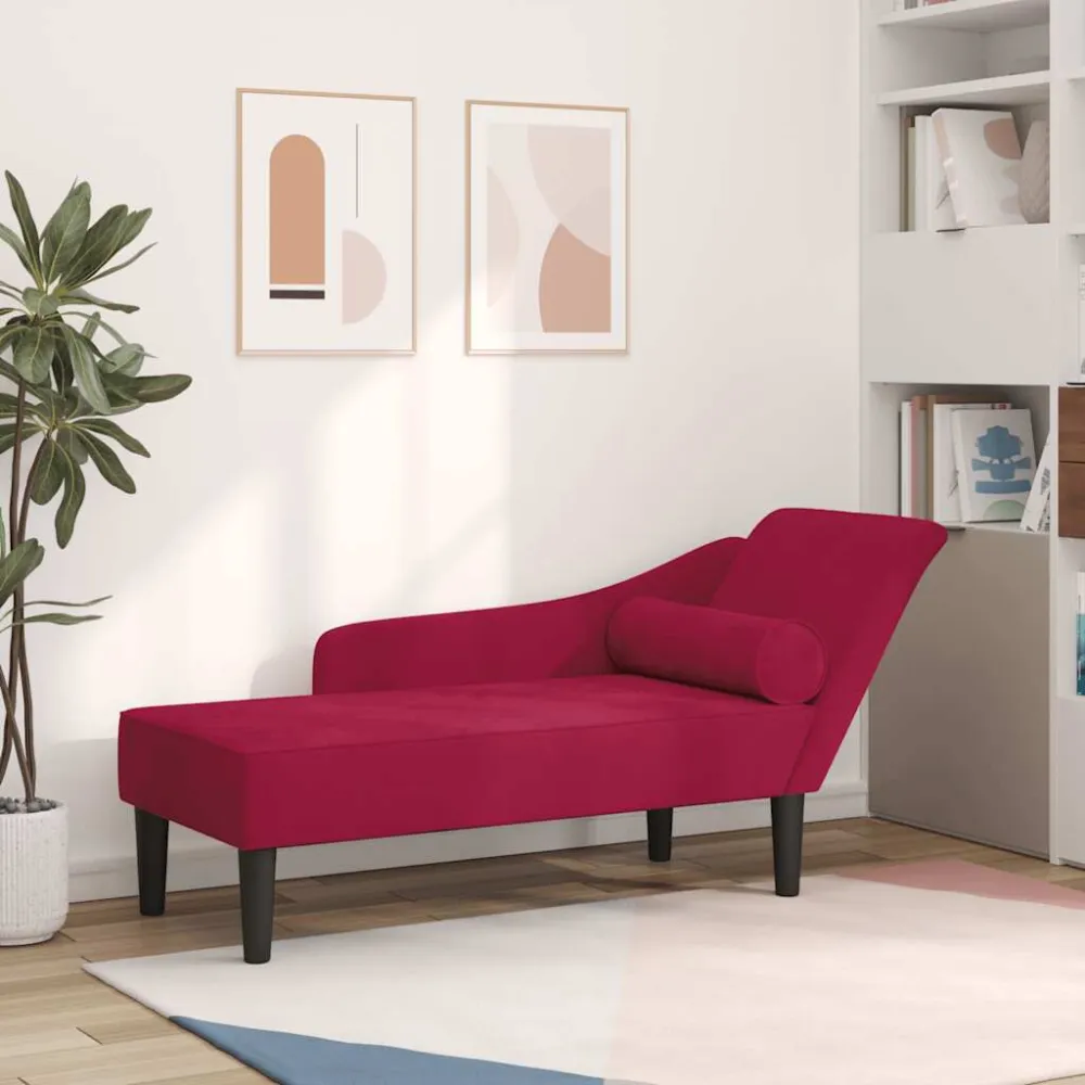 Cadeira de Jardim Chaise longue com almofadões veludo vermelho tinto
