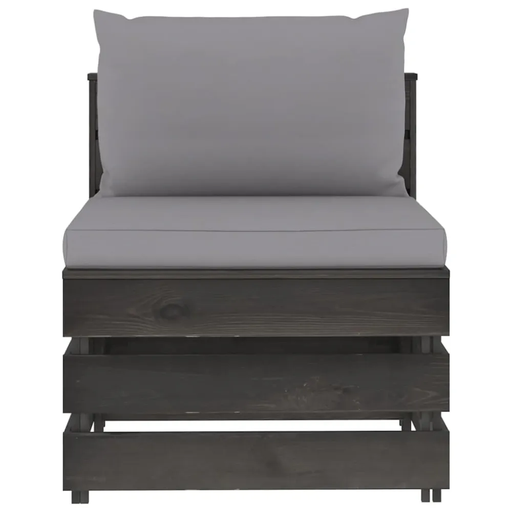 Cadeira de Jardim 3 pcs conj. lounge jardim + almofadões madeira impreg. cinzento
