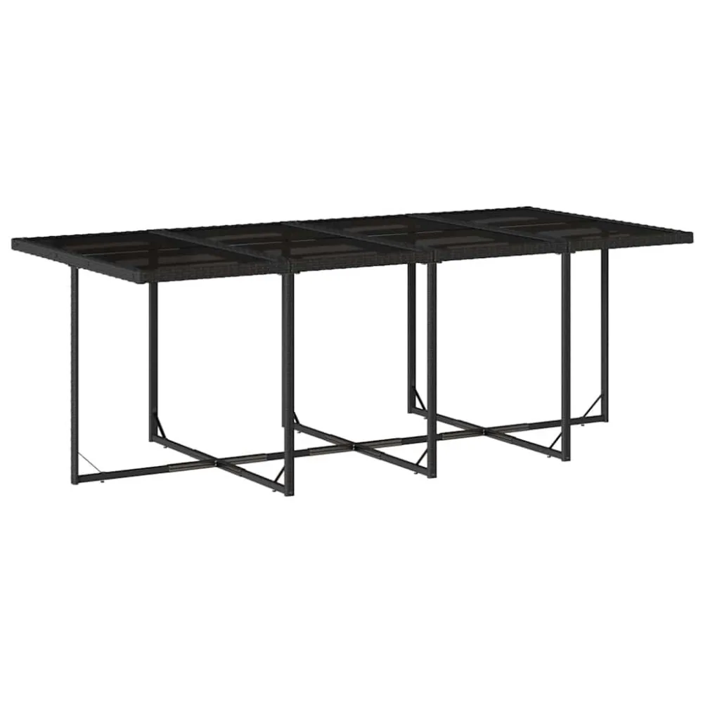 Cadeira de Jardim 9 pcs conjunto de jantar para jardim com almofadões vime PE preto