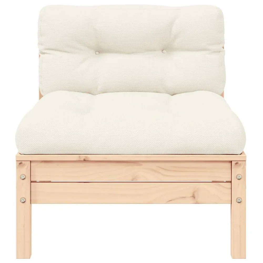 Cadeira de Jardim 3 pcs conjunto lounge jardim com almofadões creme pinho maciço