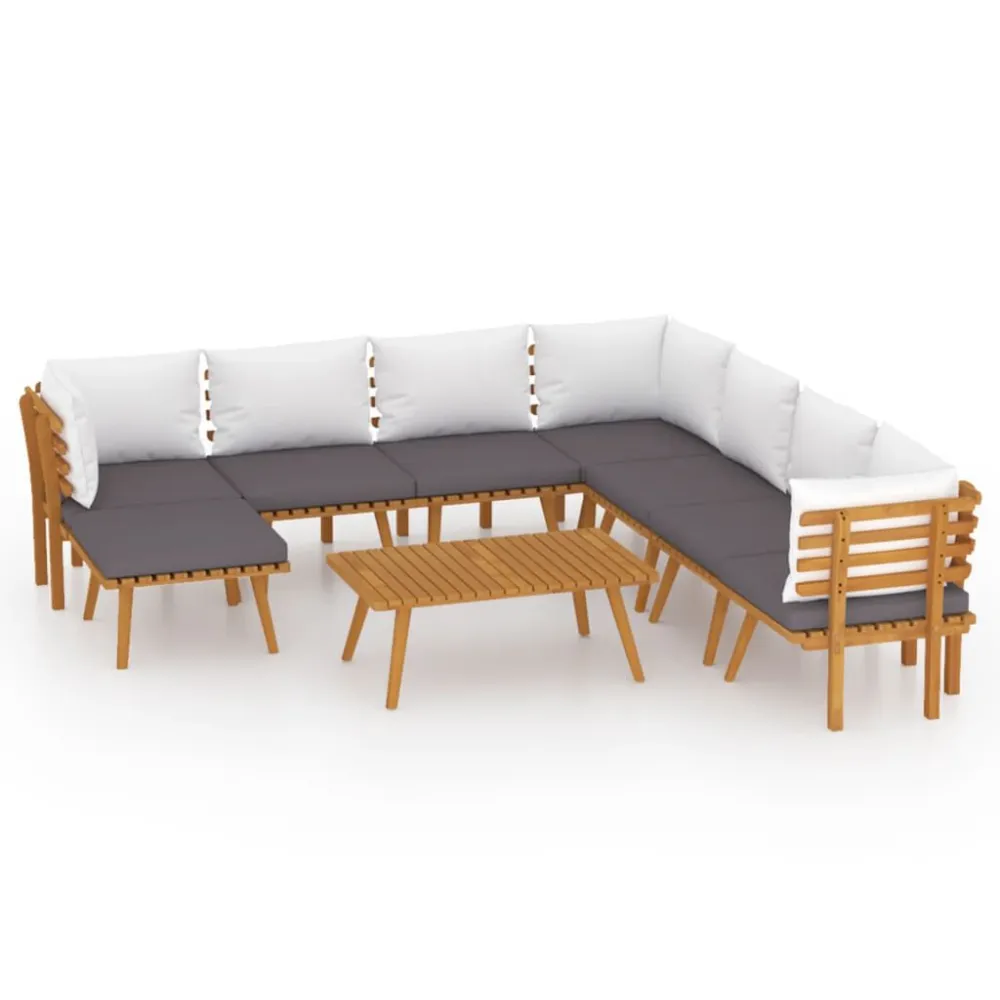 Cadeira de Jardim 9 pcs conjunto lounge de jardim com almofadões acácia maciç