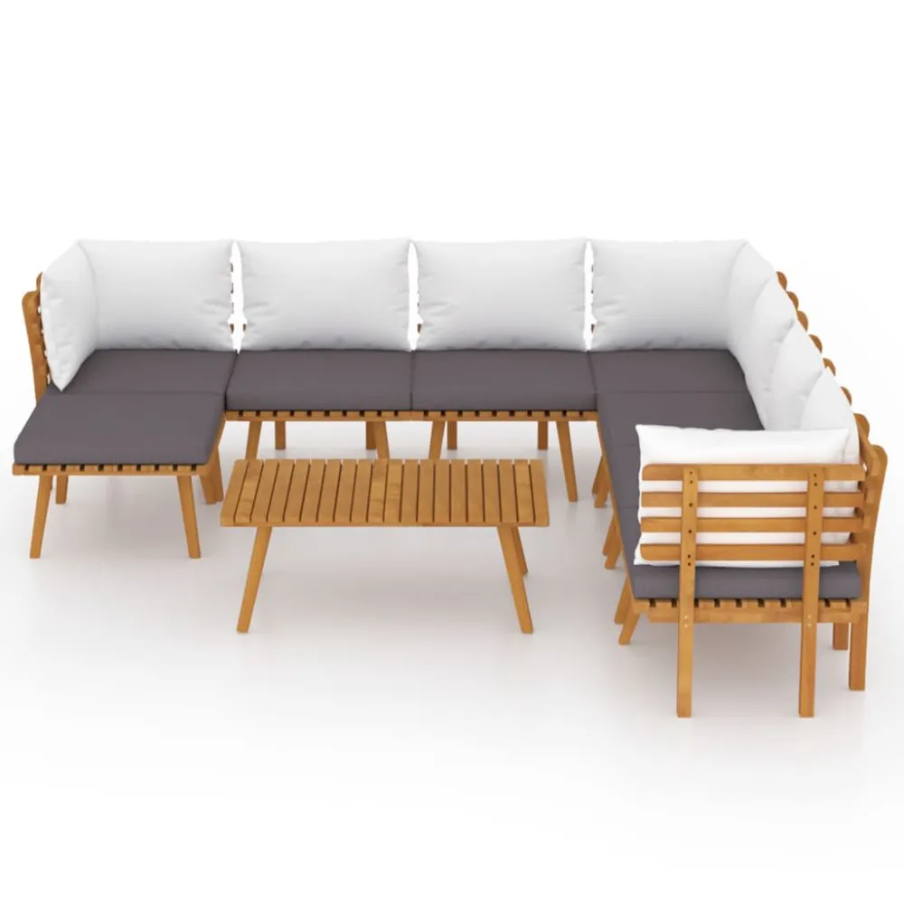 Cadeira de Jardim 9 pcs conjunto lounge de jardim com almofadões acácia maciç