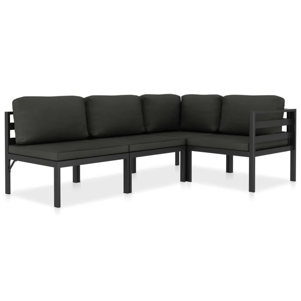 Cadeira de Jardim 4 pcs conjunto lounge jardim com almofadões alumínio antracite