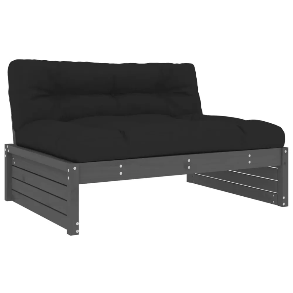 Cadeira de Jardim 4 pcs conjunto lounge jardim com almofadões madeira maciç cinza