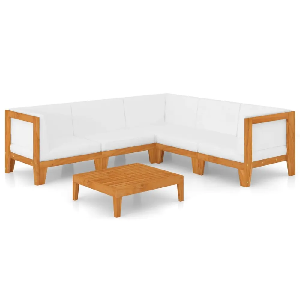 Cadeira de Jardim 6 pcs conjunto lounge de jardim com almofadões acácia maciç