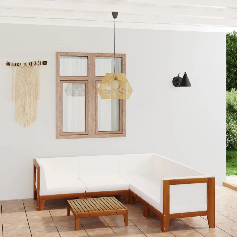 Cadeira de Jardim 6 pcs conjunto lounge de jardim com almofadões acácia maciç