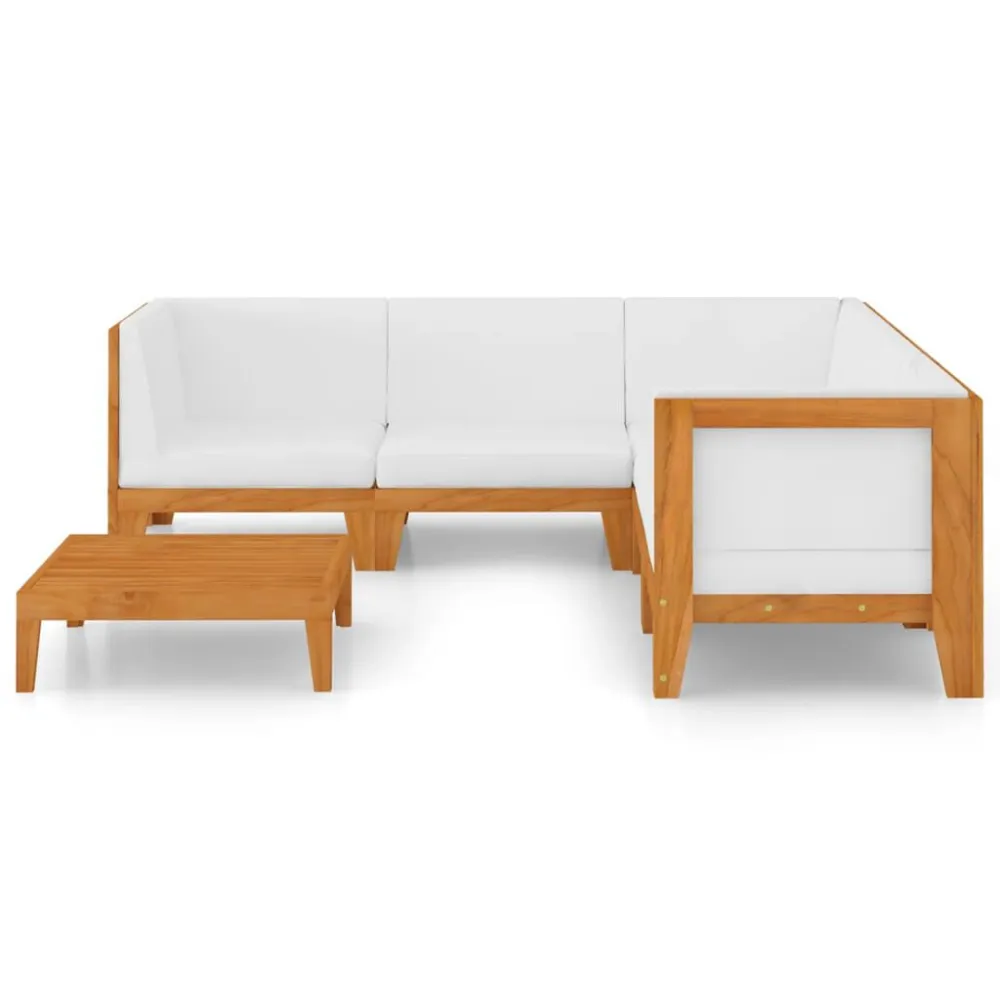 Cadeira de Jardim 6 pcs conjunto lounge de jardim com almofadões acácia maciç
