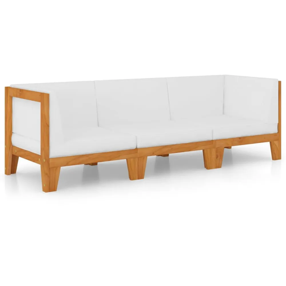 Cadeira de Jardim 3 pcs conjunto lounge de jardim com almofadões acácia maciç