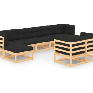 Cadeira de Jardim 9 peças conj. lounge jardim com almofadões antracite pinho maciço