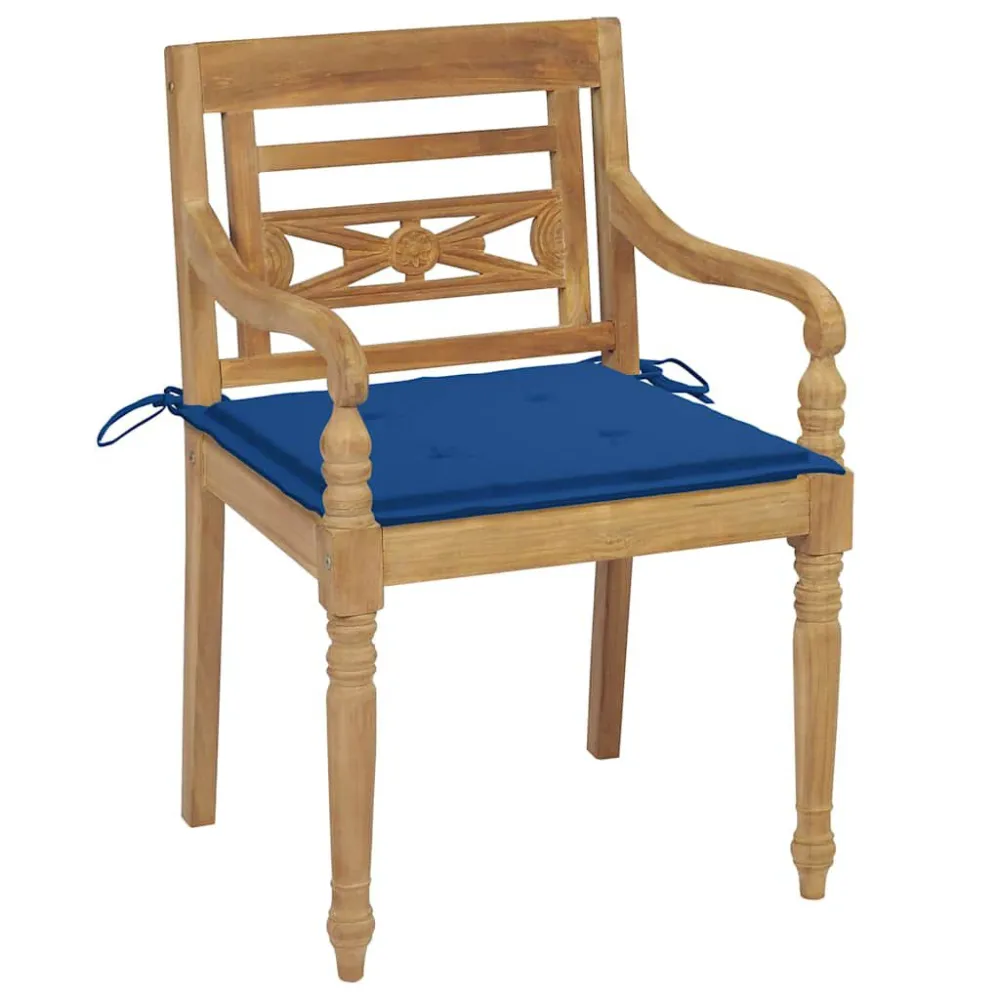 Cadeiras Batávia com almofadões azul genuíno 2 pcs teca maciç