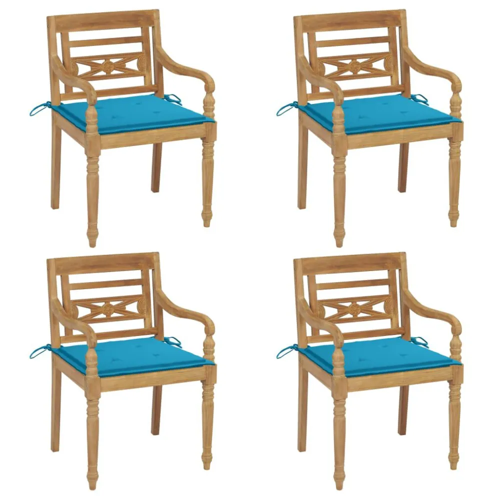 Cadeiras Batávia com almofadões 4 pcs madeira de teca maciç com Almofada Inclusa