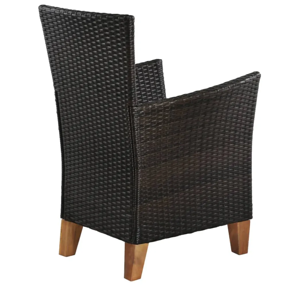 Cadeiras de exterior com almofadões 2 pcs vime PE castanho | Resistente à Chuva | Confortável