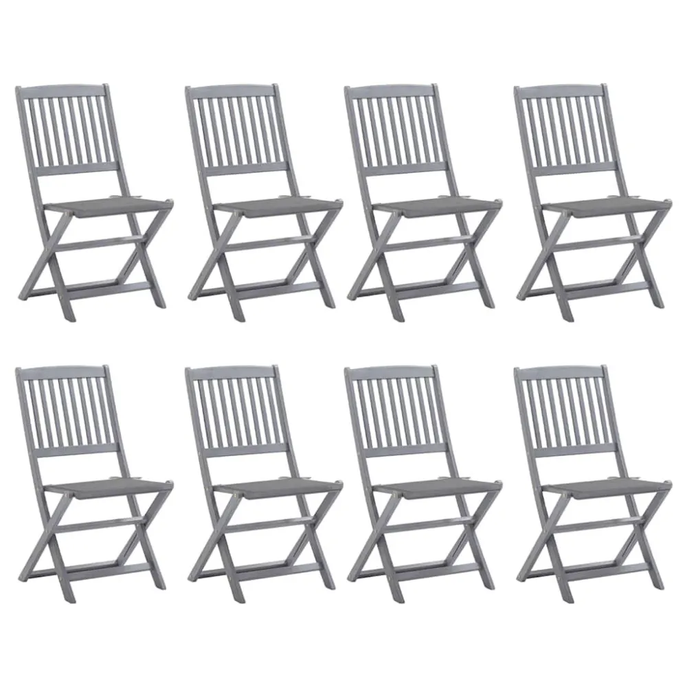 Cadeiras de exterior dobráveis 8pcs com almofadões acácia maciç | Resistente à Chuva | Confortável