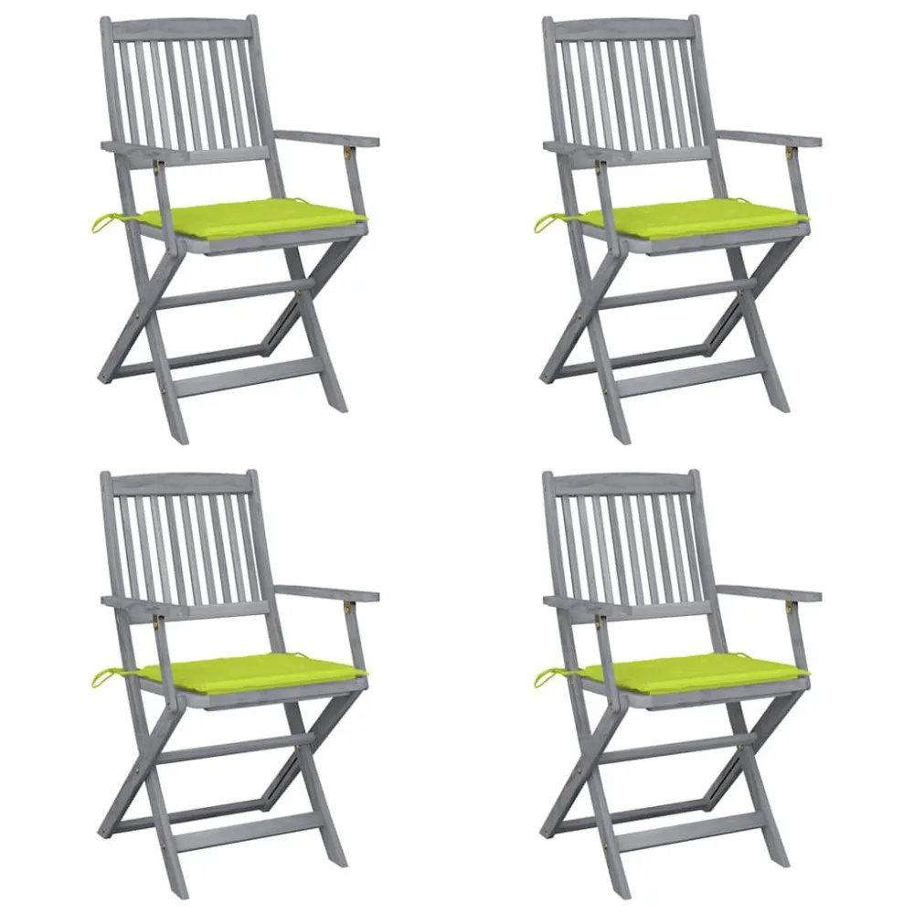 Cadeiras exterior dobráveis com almofadões 4 pcs acácia maciç Fácil de Guardar