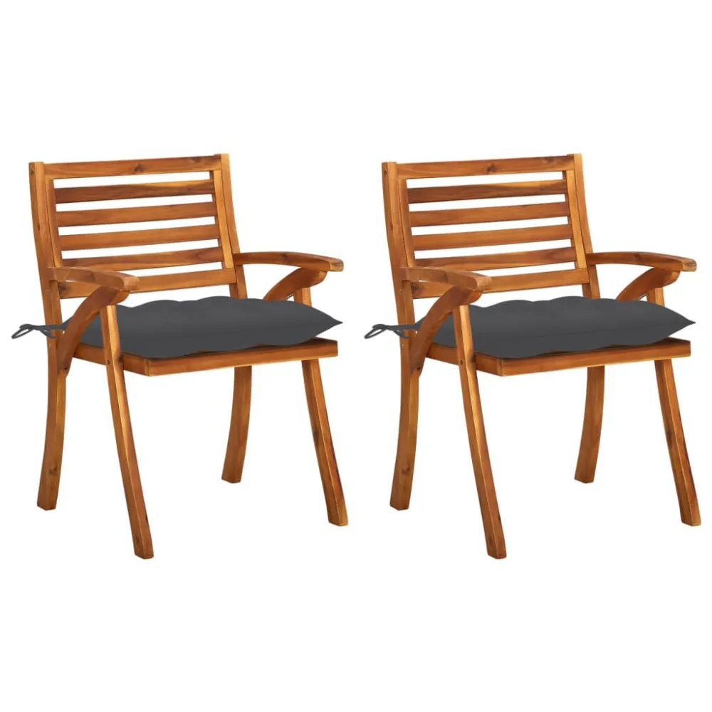 Cadeiras de jantar jardim com almofadões 2 pcs acácia maciç em Ferro Forjado