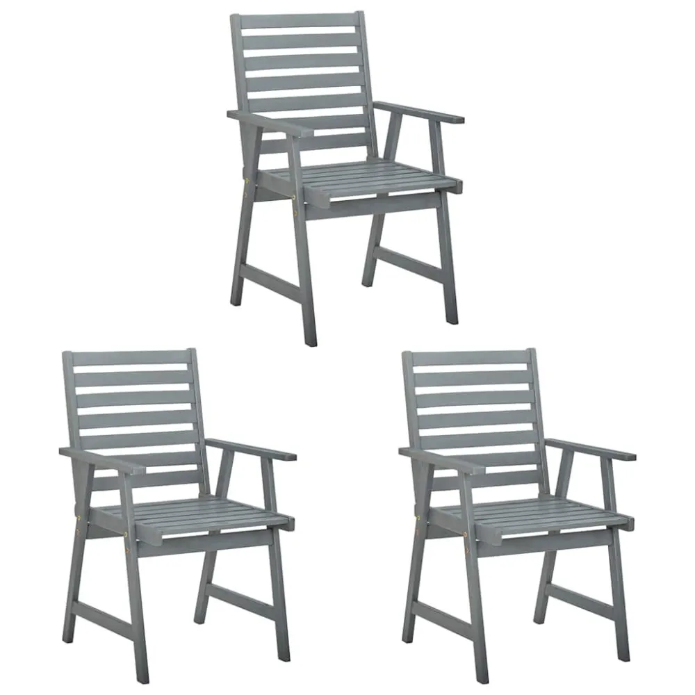 Cadeiras de jantar para jardim 3 pcs com almofadões acácia maciç em Ferro Forjado