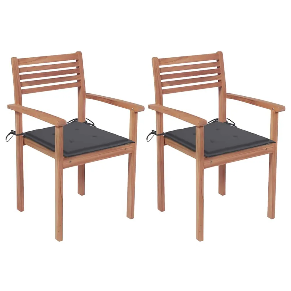 Cadeiras de jardim com almofadões antracite 2 pcs teca maciç para Relaxamento ao Ar Livre
