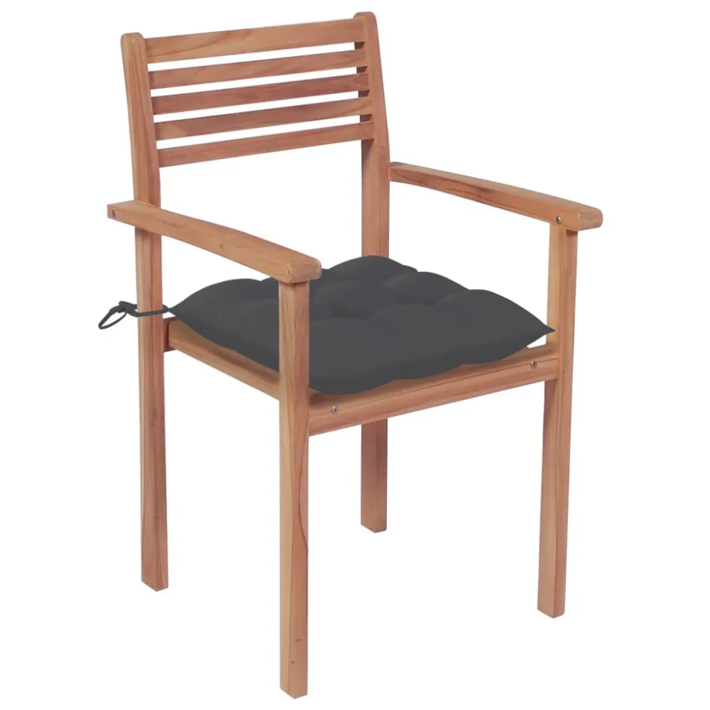Cadeiras de jardim com almofadões antracite 2 pcs teca maciç | Resistente à Chuva | Confortável
