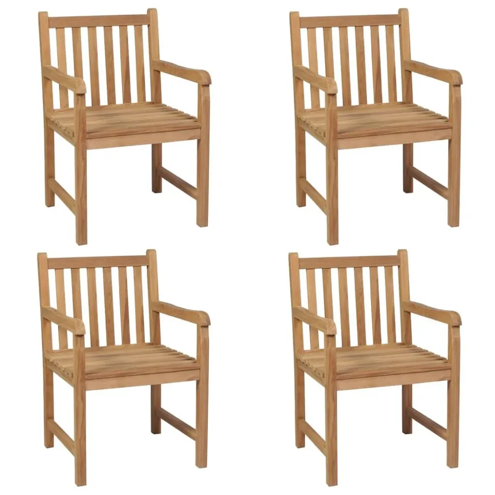 Cadeiras de jardim com almofadões cinzentos 4 pcs teca maciç | Resistente à Chuva | Confortável