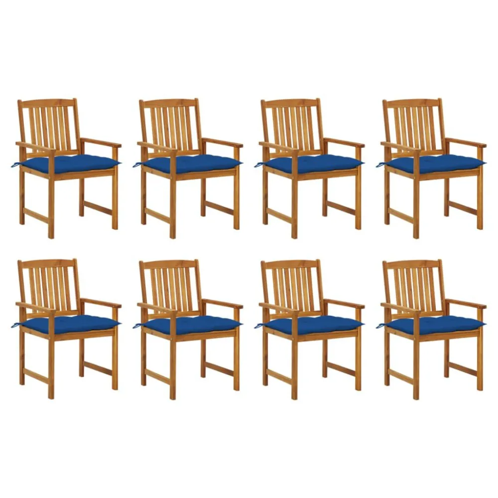 Cadeiras de jardim com almofadões 8 pcs acácia maciç com Estrutura em Alumínio