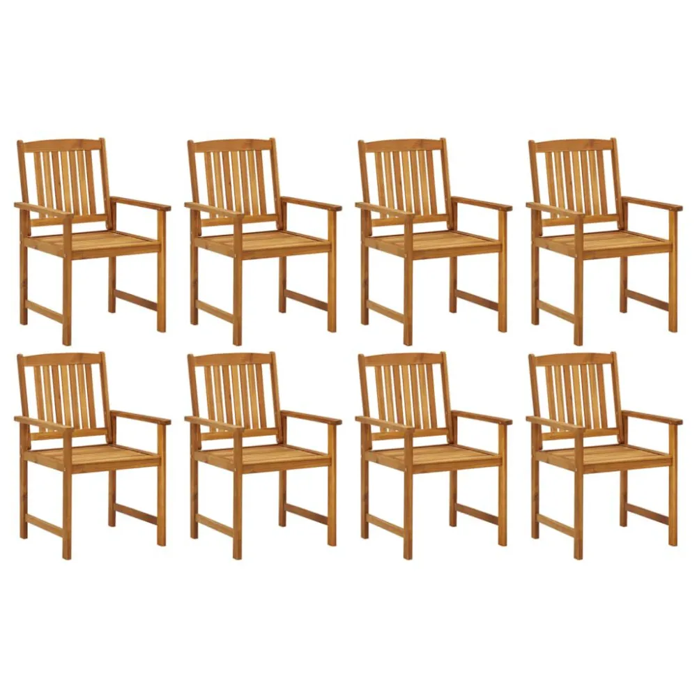 Cadeiras de jardim com almofadões 8 pcs acácia maciç com Apoio para Bebidas