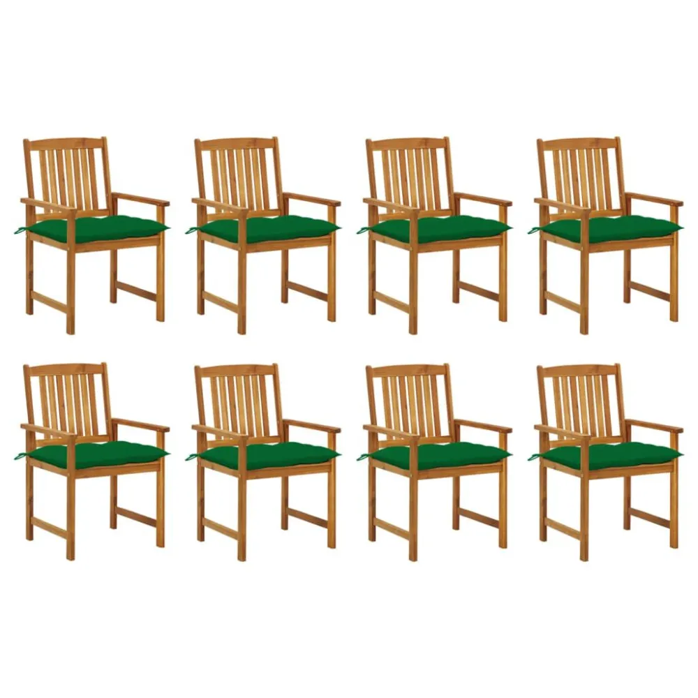 Cadeiras de jardim com almofadões 8 pcs acácia maciç com Tecido Impermeável UV