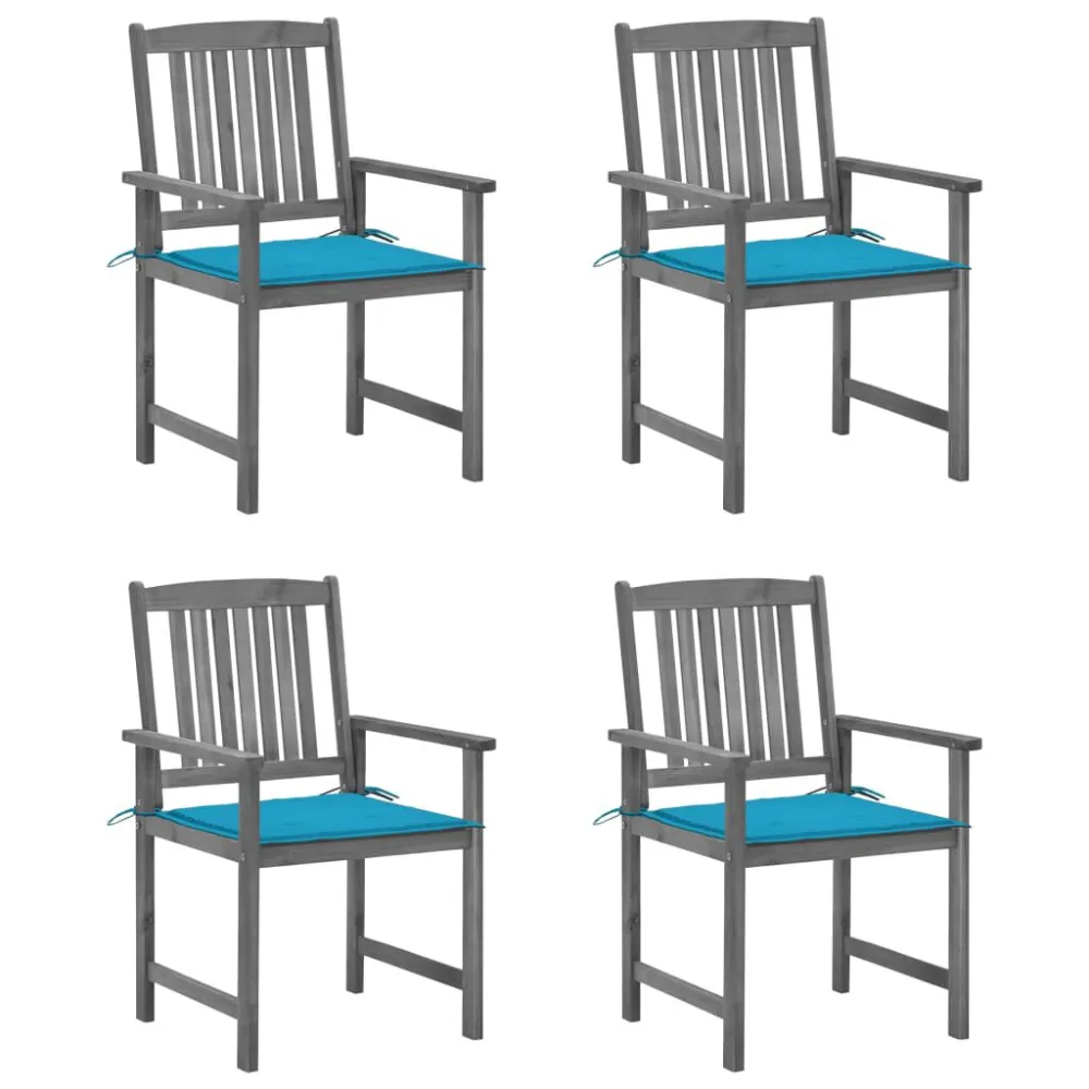 Cadeiras de jardim com almofadões 4 pcs acácia maciç cinza com Almofada Inclusa