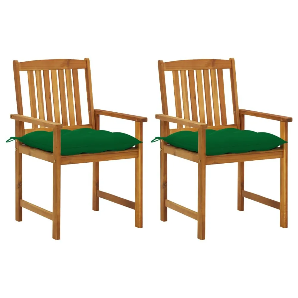 Cadeiras de jardim com almofadões 2 pcs acácia maciç com Encosto Ajustável