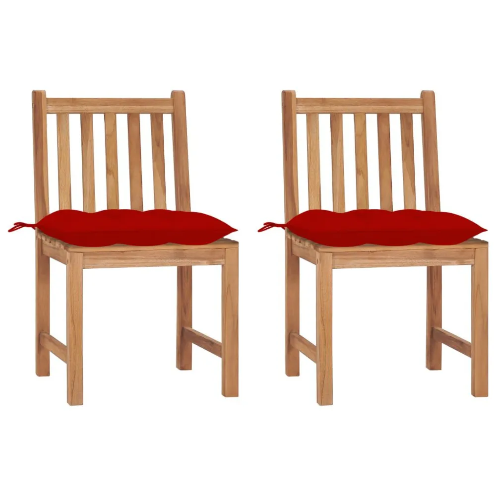 Cadeiras de jardim com almofadões 2 pcs madeira de teca maciç Dobrável e Portátil