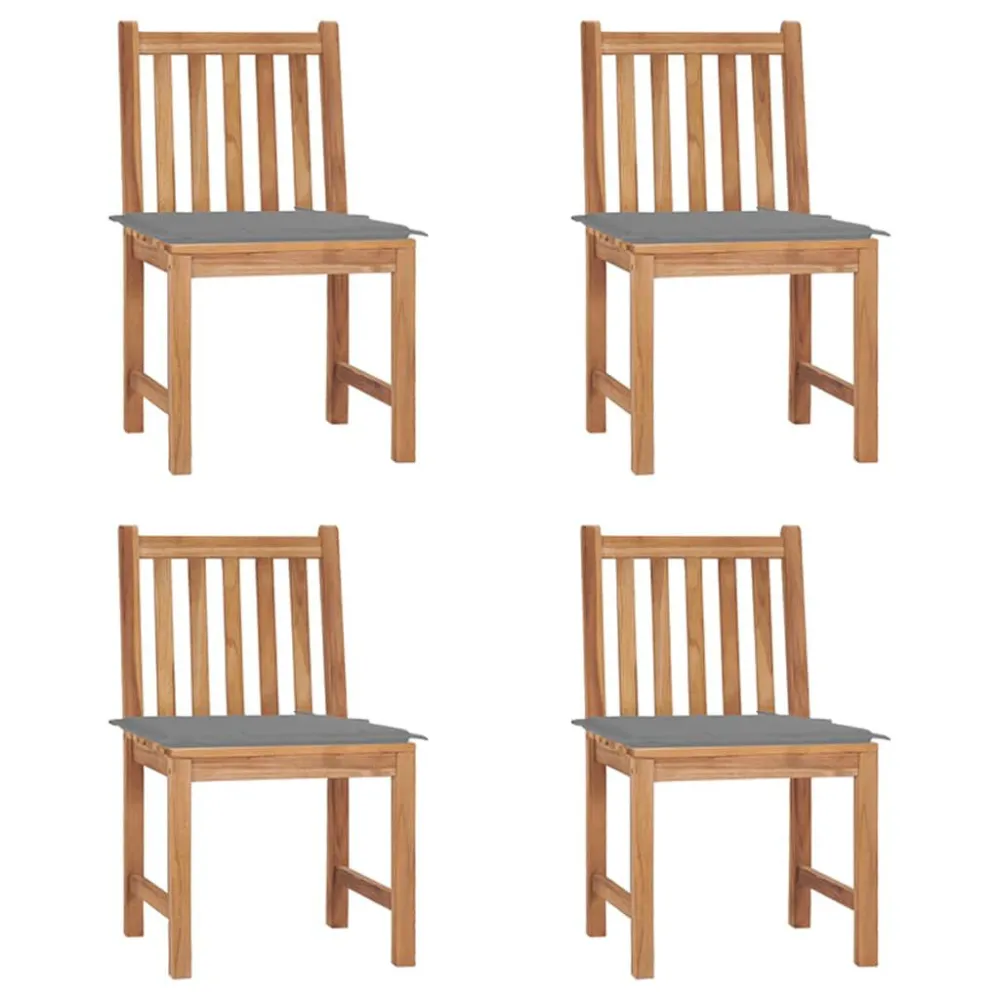 Cadeiras de jardim com almofadões 4 pcs madeira de teca maciç em Ferro Forjado