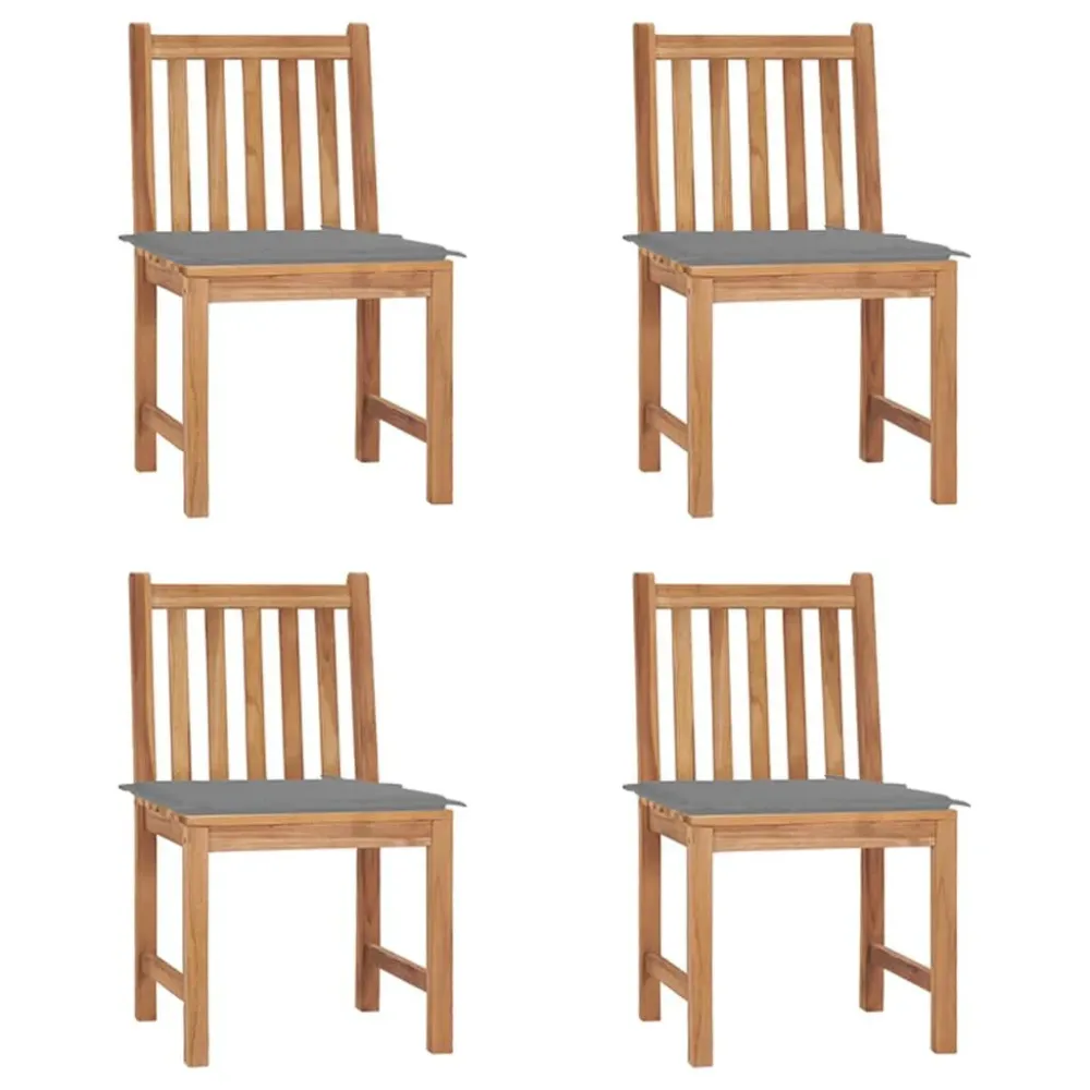 Cadeiras de jardim com almofadões 4 pcs madeira de teca maciç em Ferro Forjado