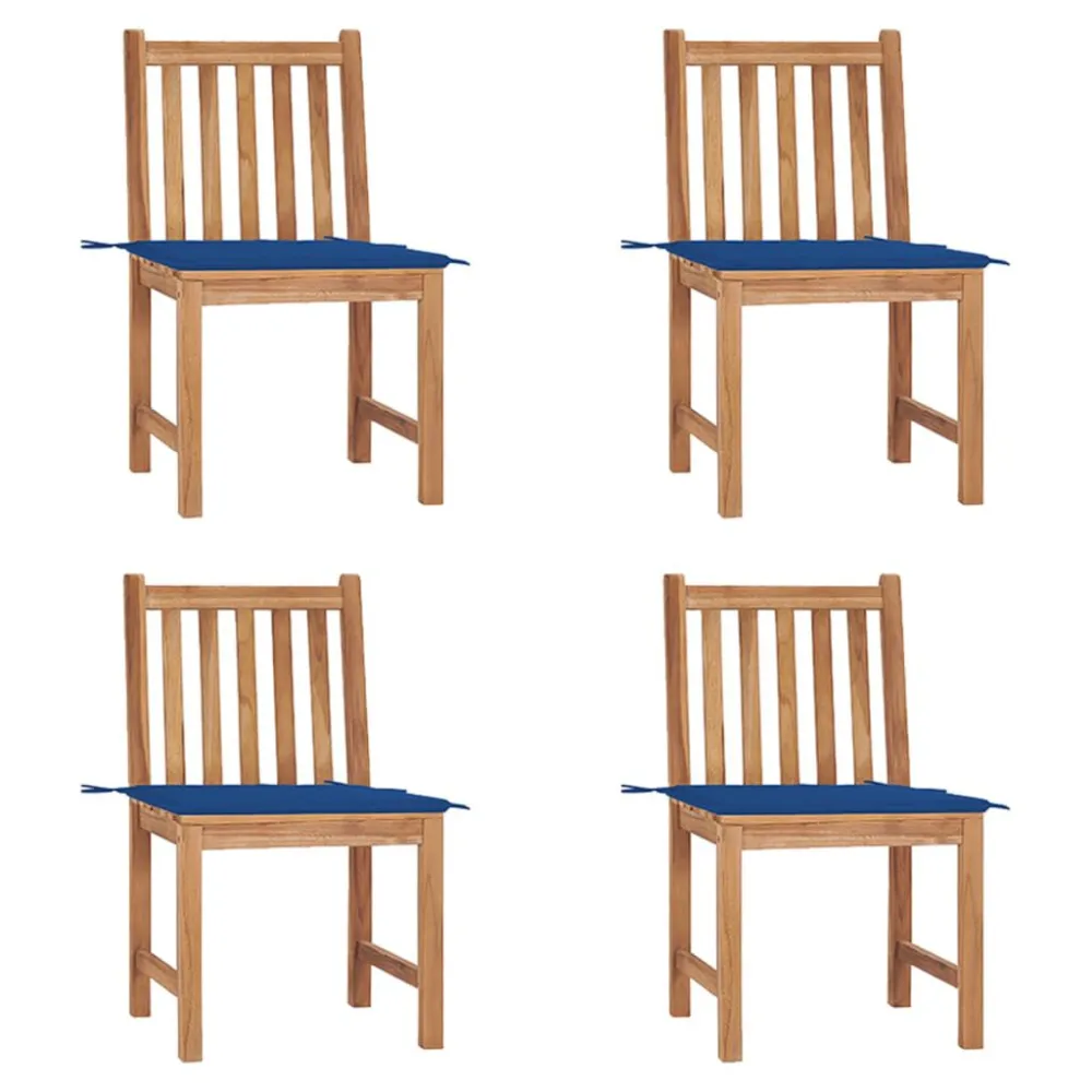 Cadeiras de jardim com almofadões 4 pcs madeira de teca maciç em Tecido Sunbrella