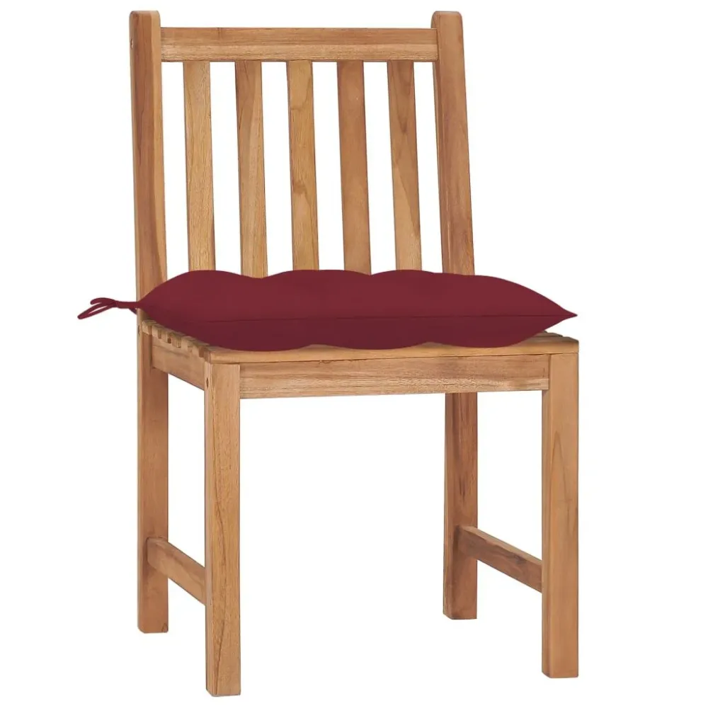 Cadeiras de jardim com almofadões 4 pcs madeira de teca maciç | Montagem Fácil e Rápida
