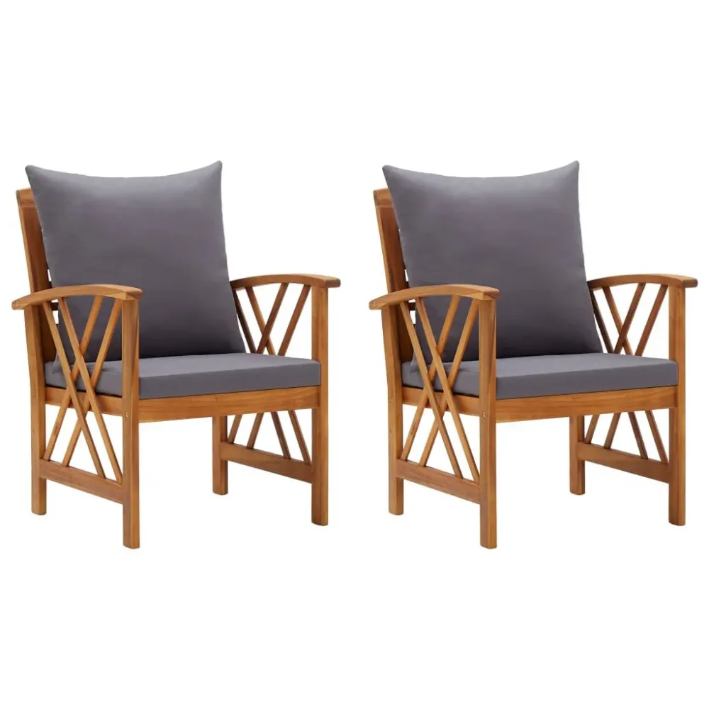 Cadeiras de jardim com almofadões 2 pcs madeira acácia maciç com Revestimento em Textilene