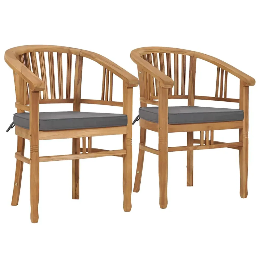 Cadeiras de jardim com almofadões 2 pcs madeira de teca maciç Fácil de Guardar