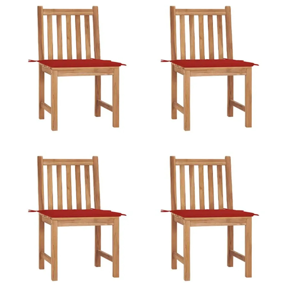 Cadeiras de jardim com almofadões 4 pcs madeira de teca maciç em Tecido Sunbrella