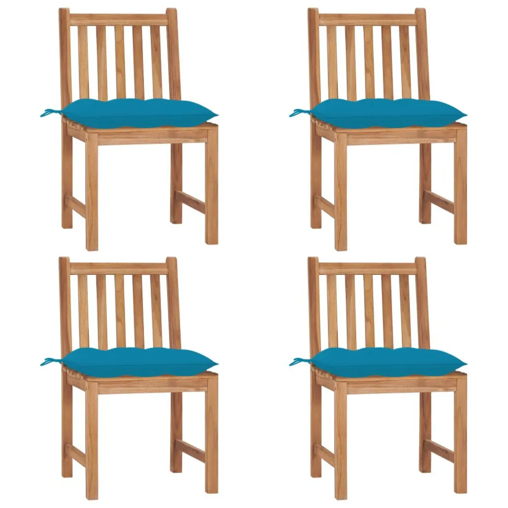 Cadeiras de jardim com almofadões 4 pcs madeira de teca maciç com Tecido Impermeável UV